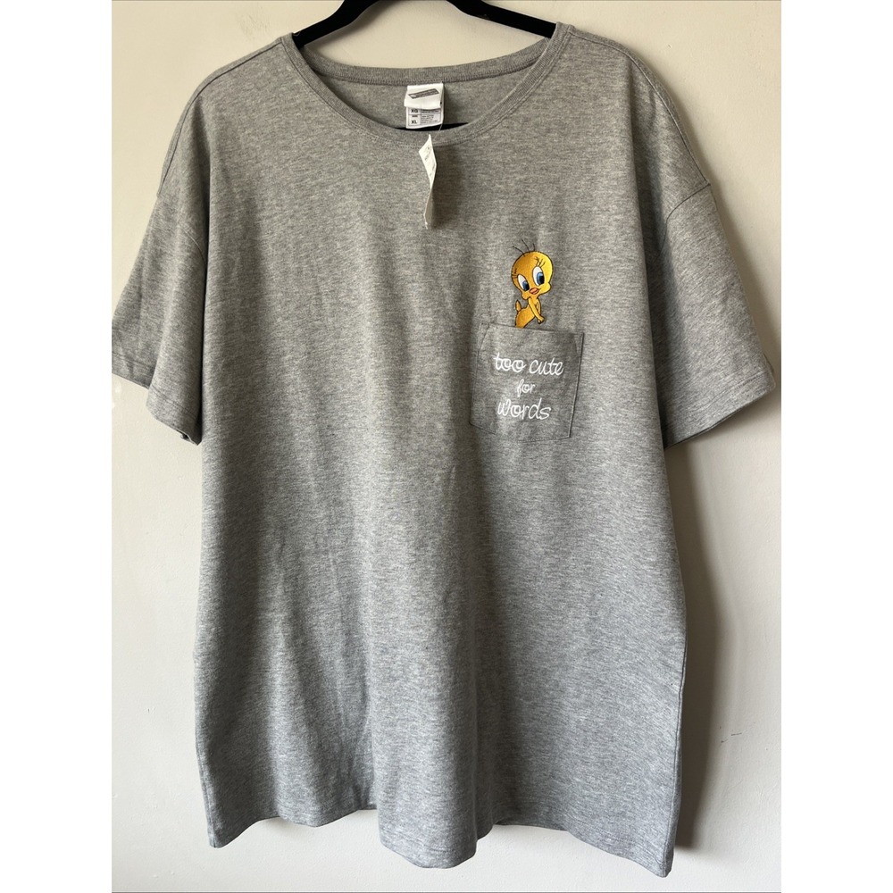 Vintage T-Shirt Warner Bros Studio Store Size XL 1999 Gray Tweety Bird Pocket